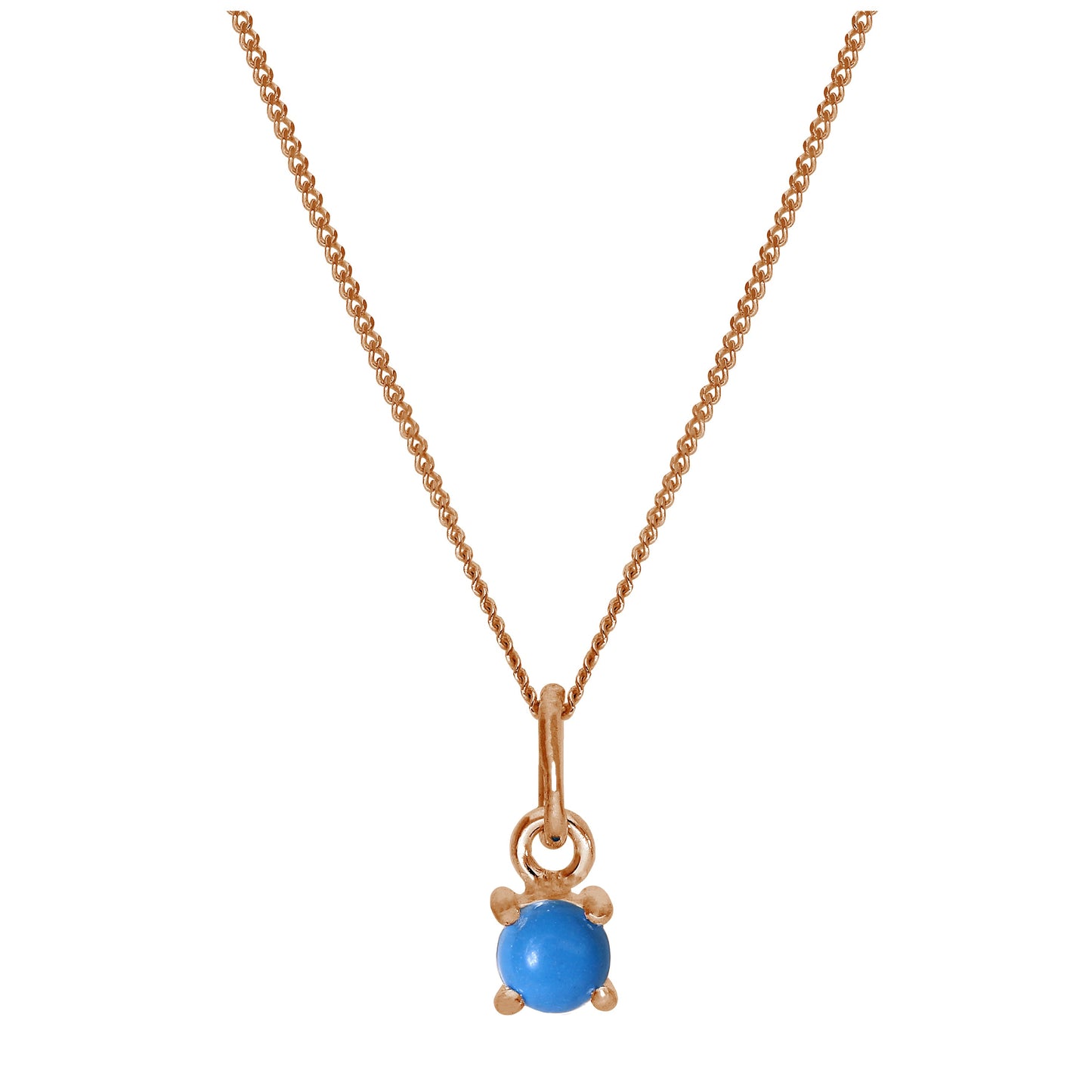 Rose Gold Plated Sterling Silver Turquoise Birthstone Necklace 14 - 32 Inches