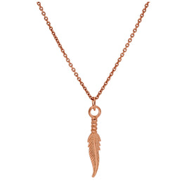 Rose Gold Plated Sterling Silver Feather Necklace 16 - 24 Inches