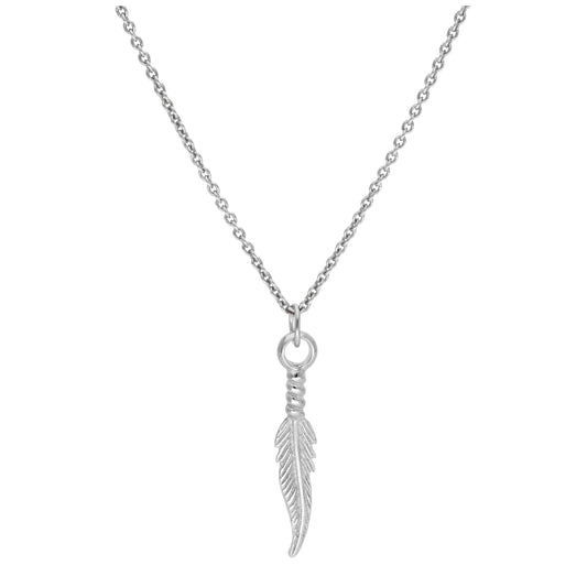 Sterling Silver Feather Necklace 16 - 22 Inches