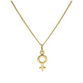 Gold Plated Small Sterling Silver Female Symbol Necklace 14 - 32 Inches