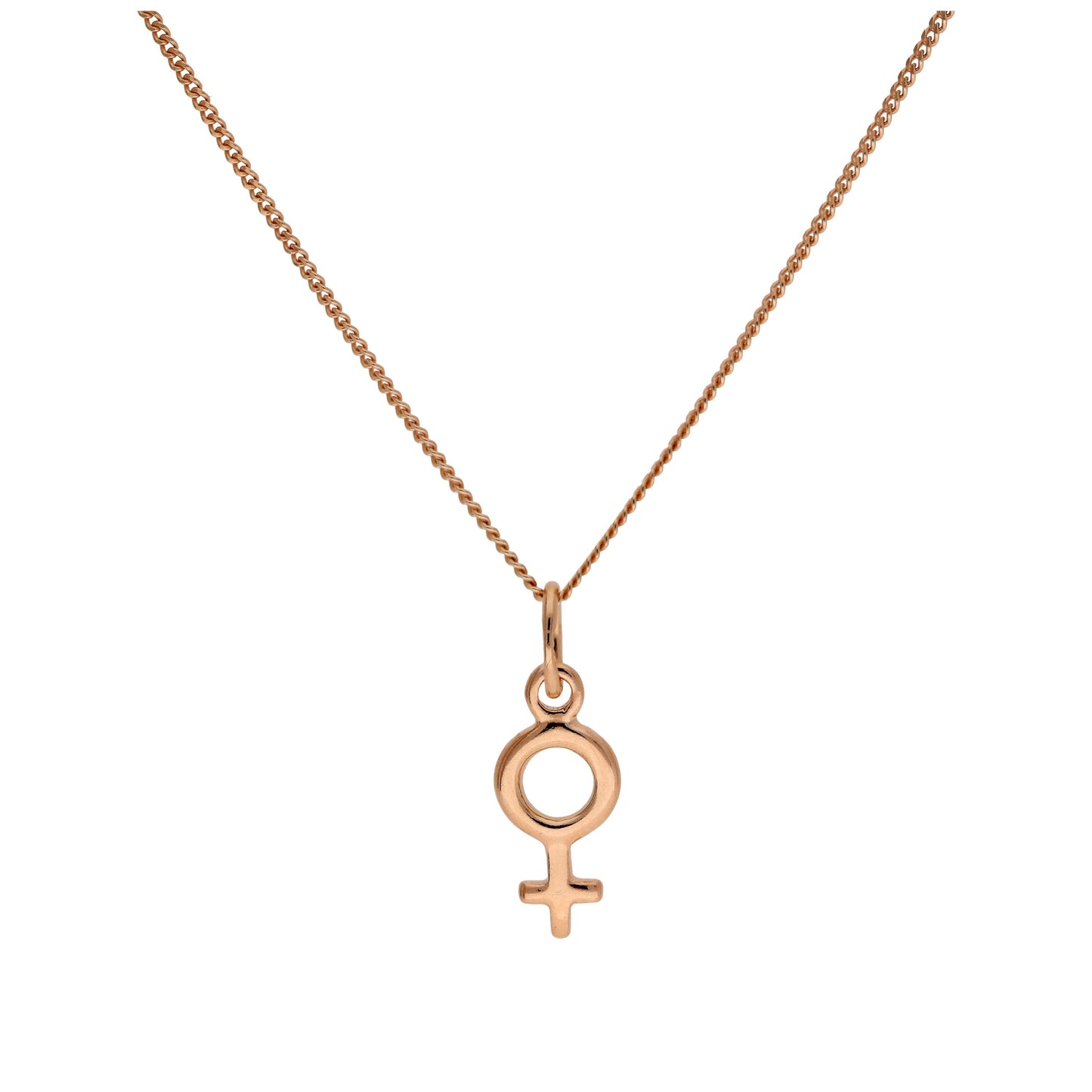 Small Rose Gold Plated Sterling Silver Female Symbol Necklace 14 - 32 Inches