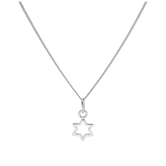 Tiny Sterling Silver Outline Star Necklace 14 - 32 Inches