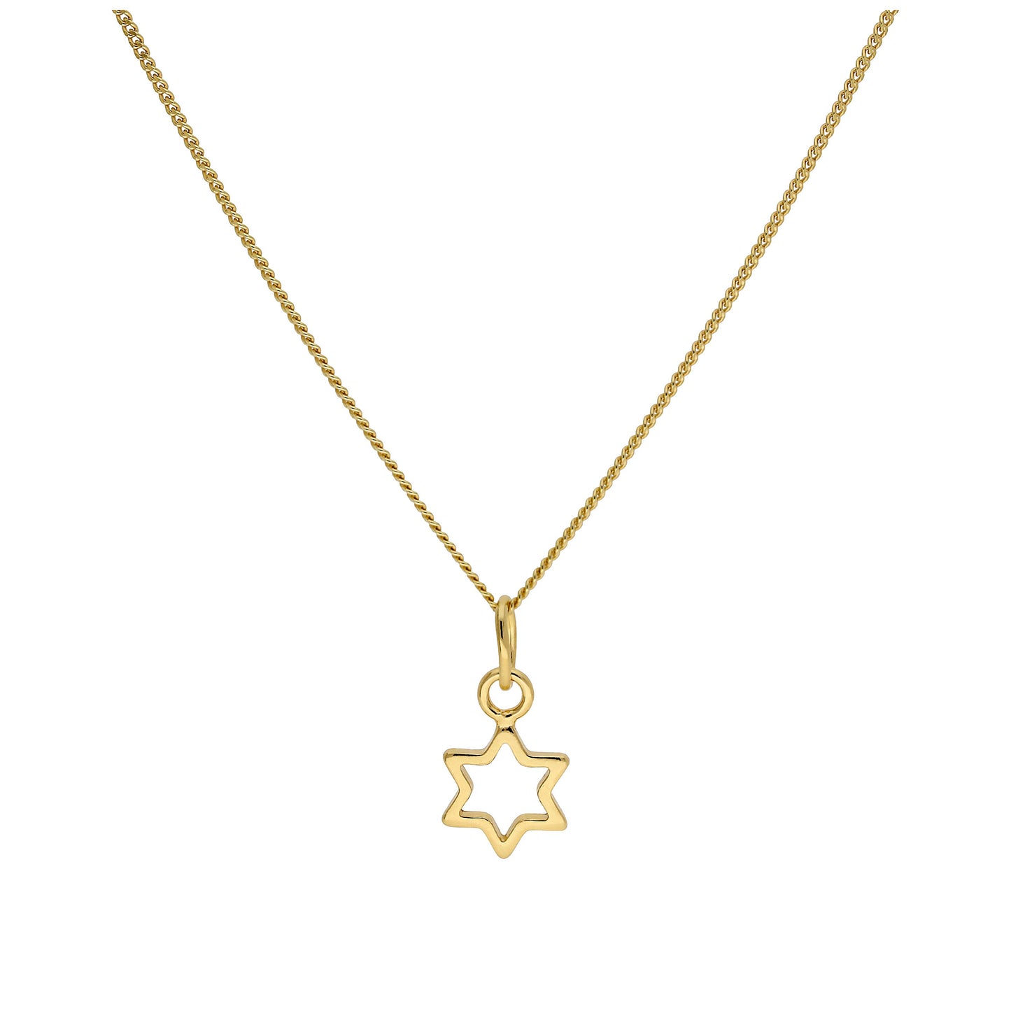 Gold Plated Tiny Sterling Silver Outline Star Necklace 14 - 32 Inches