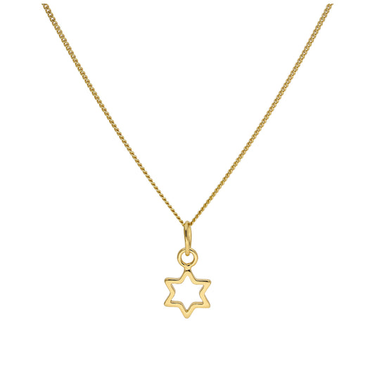 Gold Plated Tiny Sterling Silver Outline Star Necklace 14 - 32 Inches