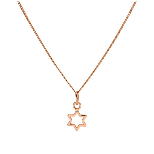 Tiny Rose Gold Plated Sterling Silver Outline Star Necklace 14 - 32 Inches