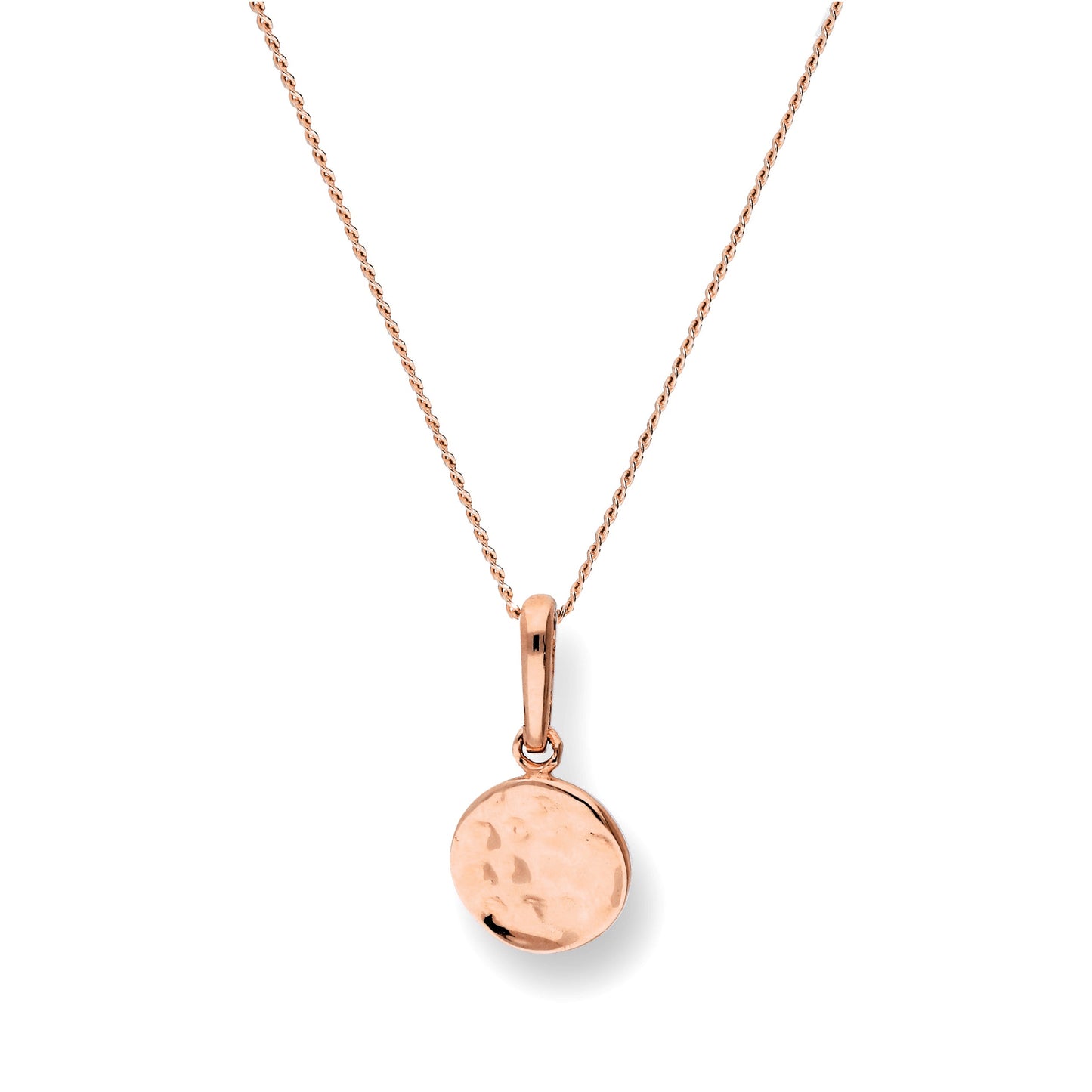 9ct Rose Gold Hammered Finish Round Necklace 16 - 20 Inches