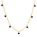 Gold Plated Sterling Silver Multi Sapphire CZ Necklace 16+2 Inches