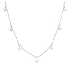 Sterling Silver Multi CZ Opal Birthstone Necklace 16+2 Inches