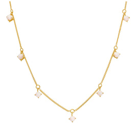 Gold Plated Sterling Silver Multi CZ Opal Necklace 16+2 Inches
