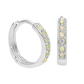 Sterling Silver Opal CZ Pave 15mm Huggie Hoop Earrings