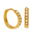 Gold Plated Sterling Silver Opal CZ Pave 15mm Huggie Hoop Earrings