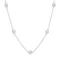 Sterling Silver Multi CZ Opal Rub Over Necklace 16+2 Inches