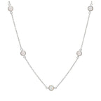 Sterling Silver Multi CZ Opal Rub Over Necklace 16+2 Inches