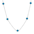 Sterling Silver Multi Turquoise Rub Over Necklace 16+2 Inches