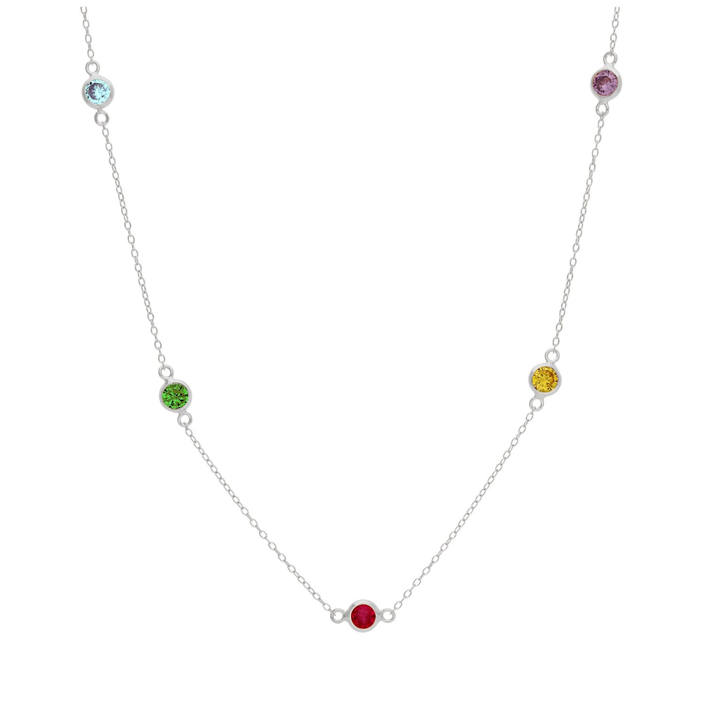 Sterlingsilber Mehr Regenbogen CZ Überschliff Halskette 40,5+5cm
