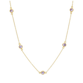 Gold Plated Sterling Silver Multi Alexandrite CZ Rub Over Necklace