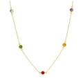 Gold Plated Sterling Silver Multi Rainbow Stone Necklace 16+2 Inches
