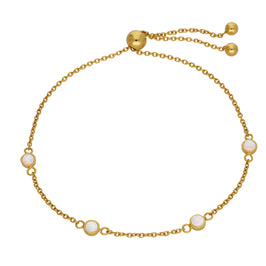 Gold Plated Sterling Silver Multi CZ Opal Adjustable Bracelet