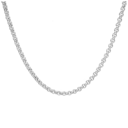 Sterling Silver Rolo Link Chain Necklace 22 Inches