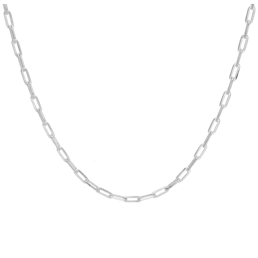 Sterling Silver Flat Long Cable Link Chain Necklace 18-22 Inch