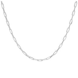 Sterling Silver Flat Long Cable Link Chain Necklace 18-22 Inch