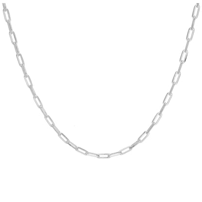 Sterling Silver Flat Long Cable Link Chain Necklace 18-22 Inch
