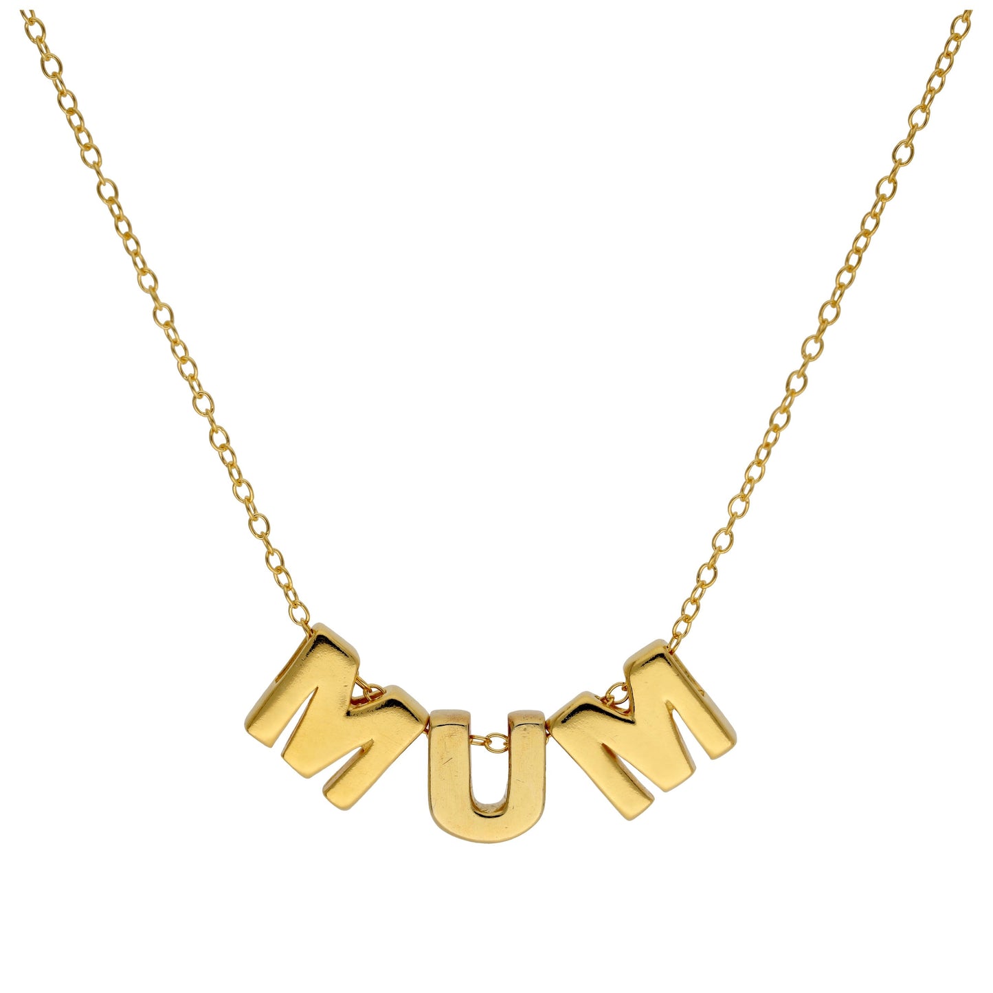Vergoldet Sterlingsilber „MUM“ Einfädler Halskette 45,5cm