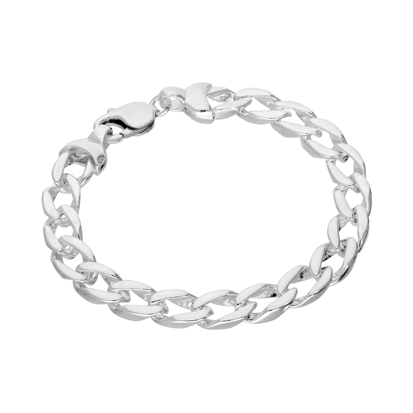 Sterling Silver Heavy 9mm Diamond Cut Curb Bracelet 7 - 8.5 Inches