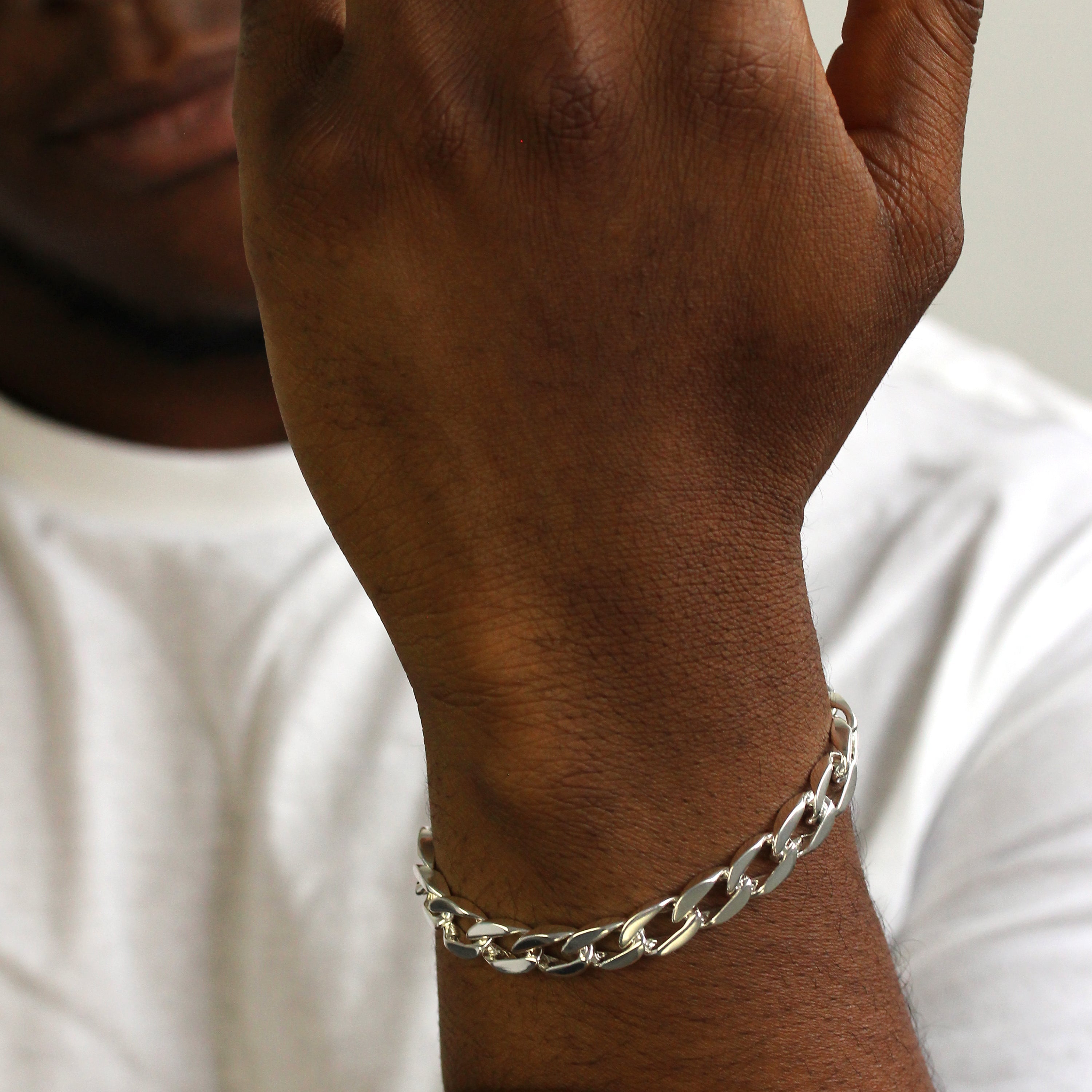 Sterling Silver Heavy 9mm Diamond Cut Curb Bracelet 7 - 8.5 Inches