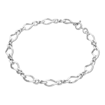 Sterling Silver Figaro Twist Link Bracelet 7 - 8.5 Inches