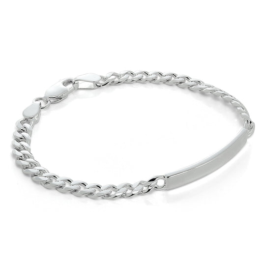 Sterling Silver Curb 7 - 8.5 Inches Engravable ID Bracelet