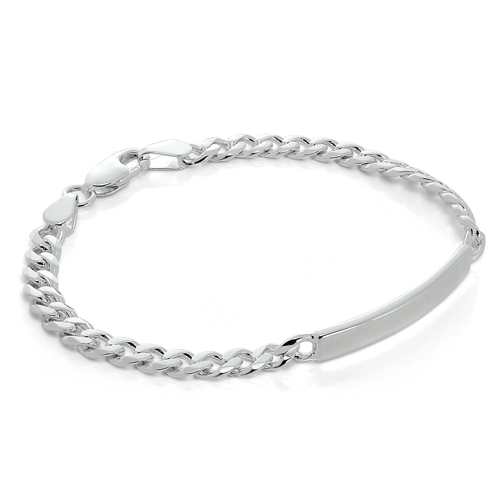 Sterling Silver Curb 7 - 8.5 Inches Engravable ID Bracelet