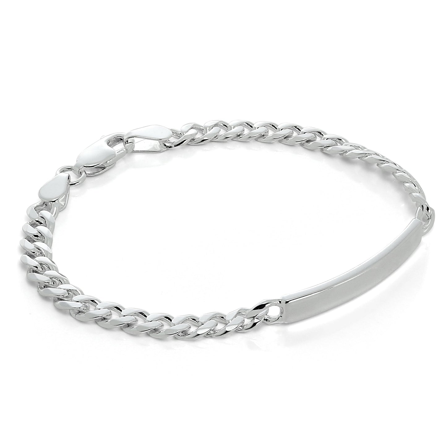 Sterling Silver Curb 7 - 8.5 Inches Engravable ID Bracelet