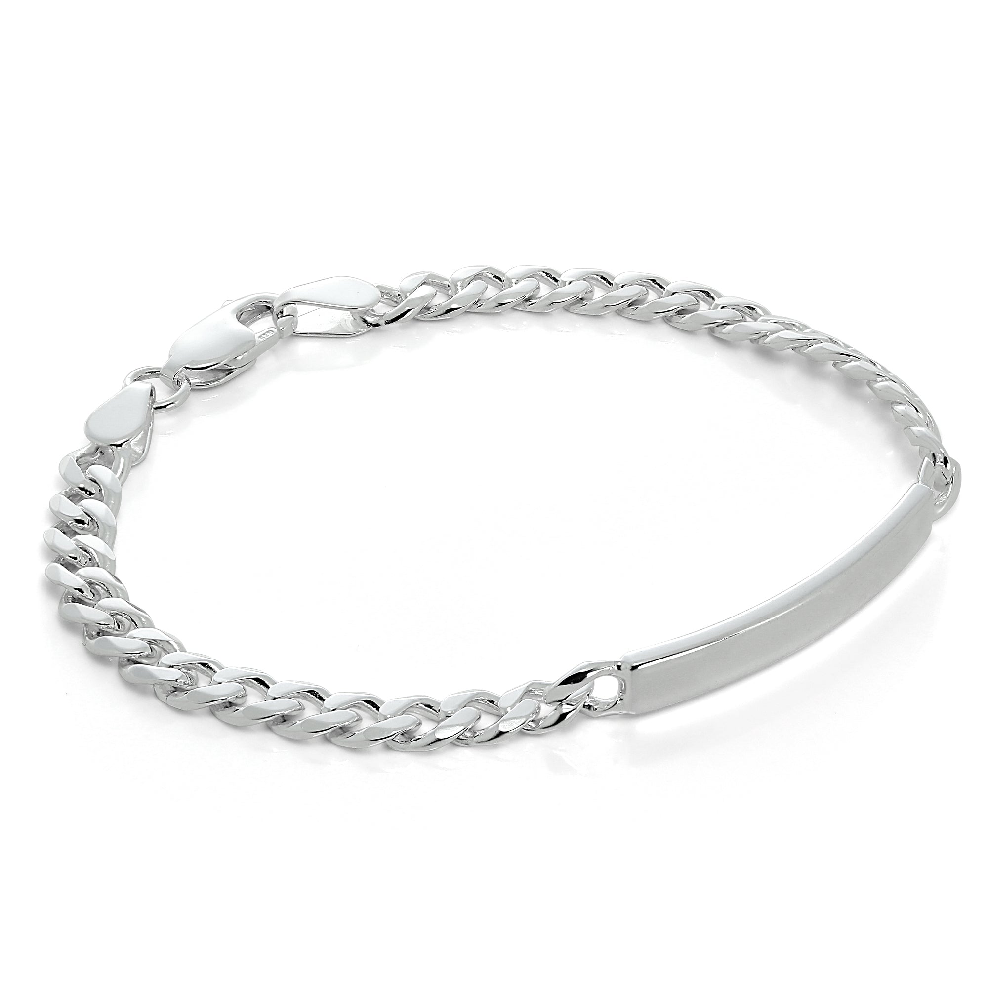 Sterling Silver Curb 7 - 8.5 Inches Engravable ID Bracelet