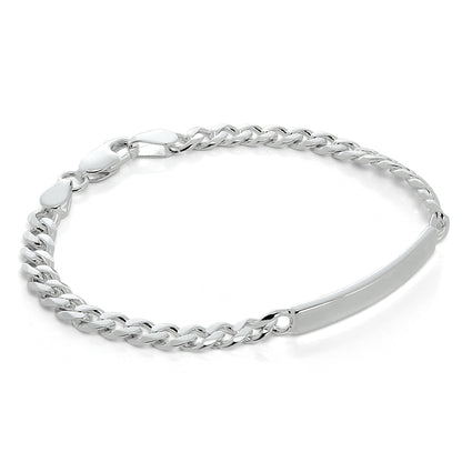 Sterling Silver Curb 7 - 8.5 Inches Engravable ID Bracelet