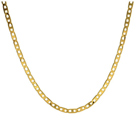 Gold Plated Sterling Silver Flat Cable Link Chain Necklace - 18 inches