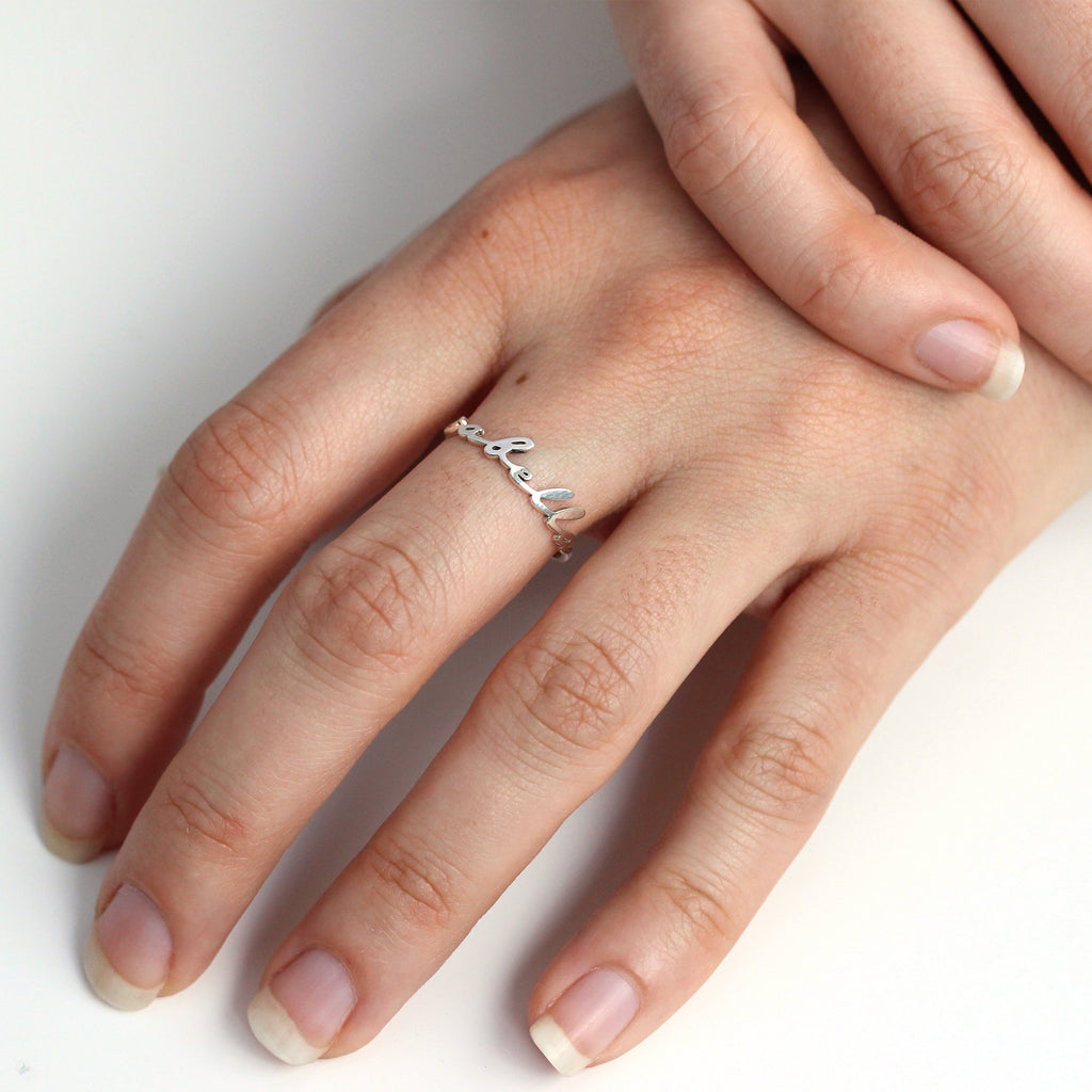 Personalised Sterling Silver Name Adjustable Ring