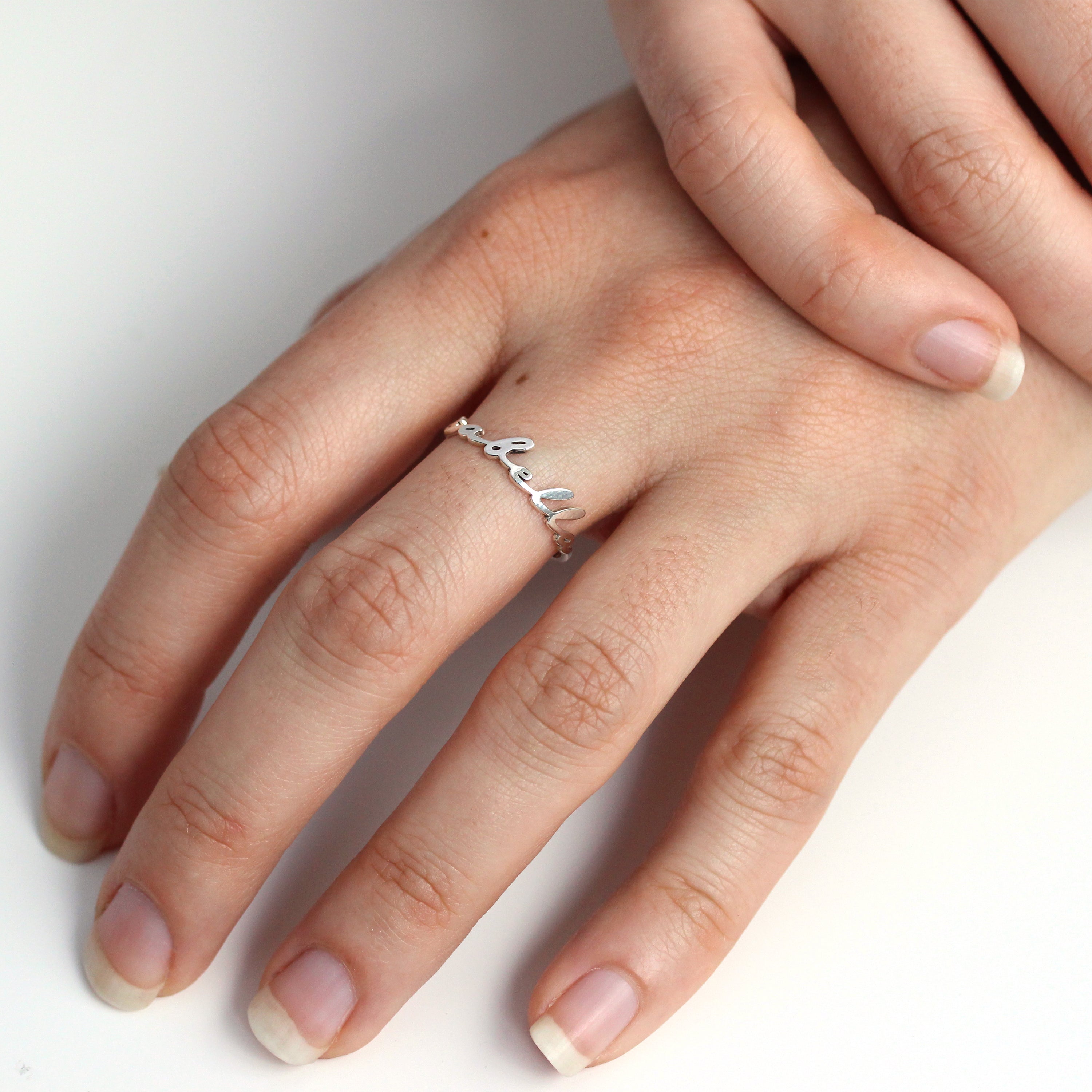 Personalised Sterling Silver Name Adjustable Ring