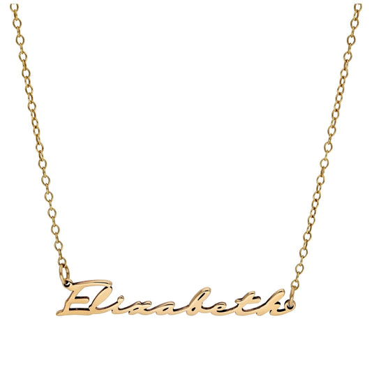 Bespoke 9ct Gold Signature Name Necklace Trace Chain 18 Inches - jewellerybox