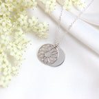 Sterling Silver April Daisy Birth Flower & 13mm Engravable Tag Necklace 14 - 14 Inches
