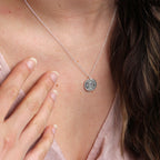 Sterling Silver June Rose Birth Flower & 13mm Engravable Tag Necklace 14 - 22 Inches