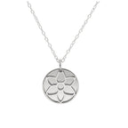Sterling Silver August Gladiolus Birth Flower & 13mm Engravable Tag Necklace 14 - 20 Inches