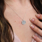 Sterling Silver August Gladiolus Birth Flower & 13mm Engravable Tag Necklace 14 - 20 Inches