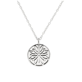 Sterling Silver November Chrysanthemum Birth Flower & 13mm Engravable Tag Necklace 14 - 22 Inches