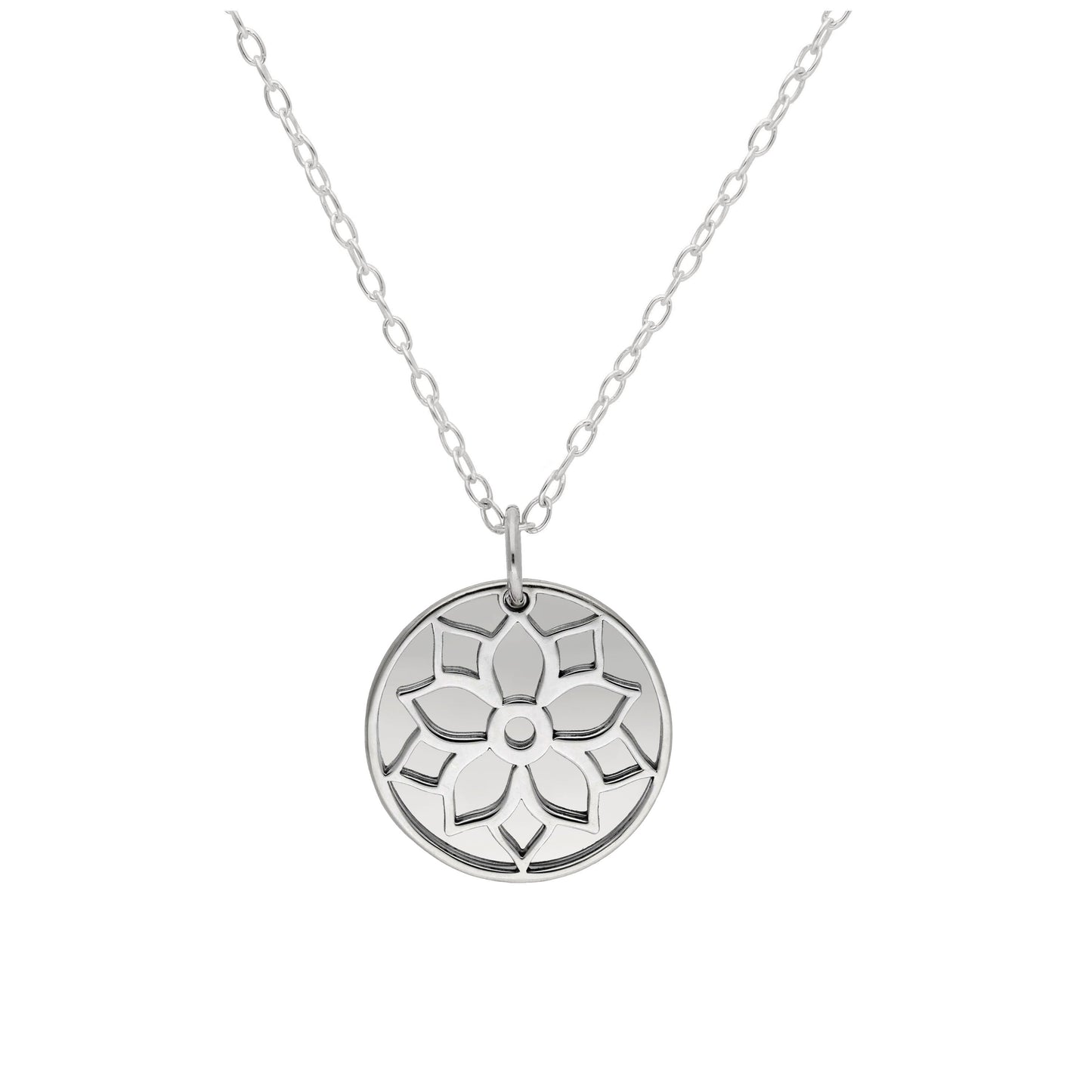 Sterling Silver December Poinsettia Birth Flower & 13mm Engravable Tag Necklace 14 - 22 Inches