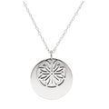 Sterling Silver Chrysanthemum Flower & 18mm Tag Necklace 14-16 Inches