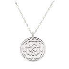 Sterling Silver Carnation Flower & 18mm Tag Necklace 14-22 Inches