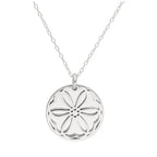Sterling Silver Violet Flower & 18mm Tag Necklace 14-22 Inches