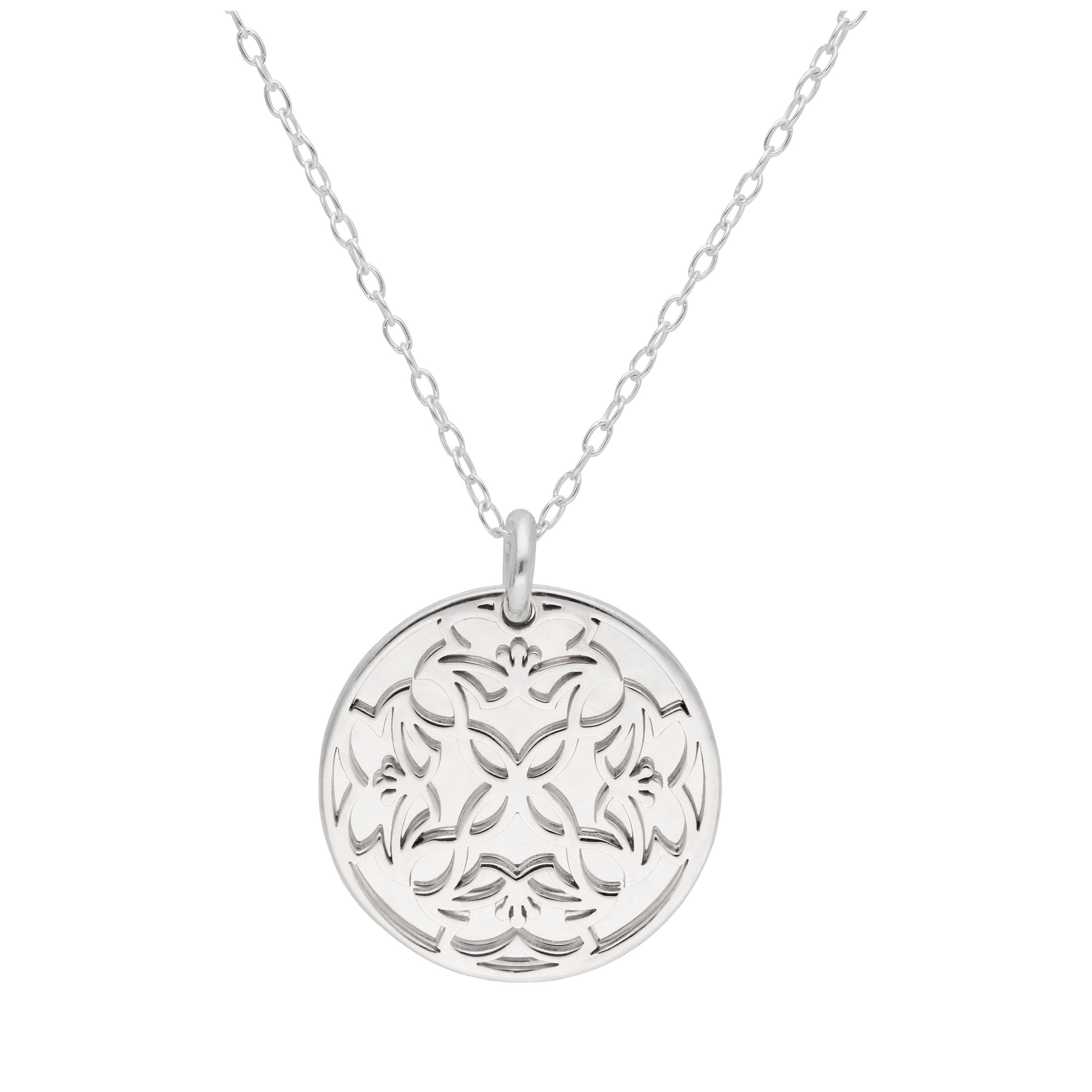 Sterling Silver Lily of the Valley Flower & 18mm Tag Necklace 14-22 Inches