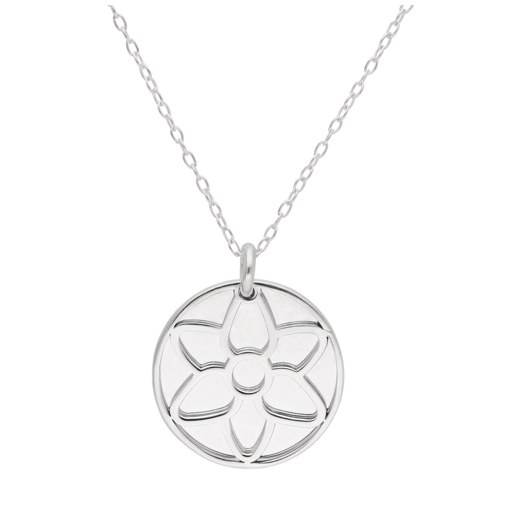 Sterling Silver Gladiolus Flower & 18mm Tag Necklace 16-22 Inches
